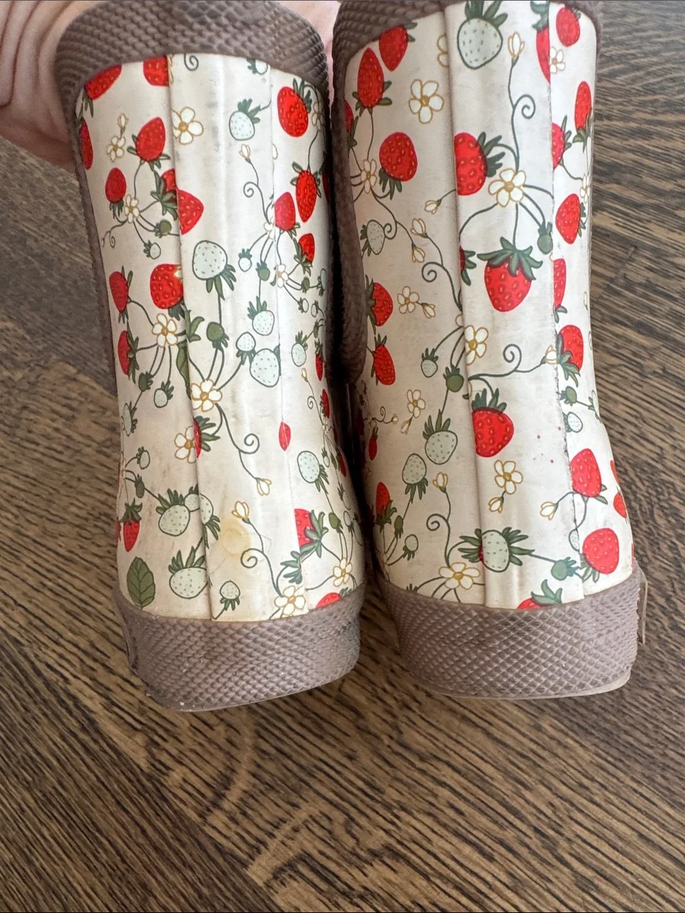 Kids Strawberry Print Rain & Snow Boots - fleece lined